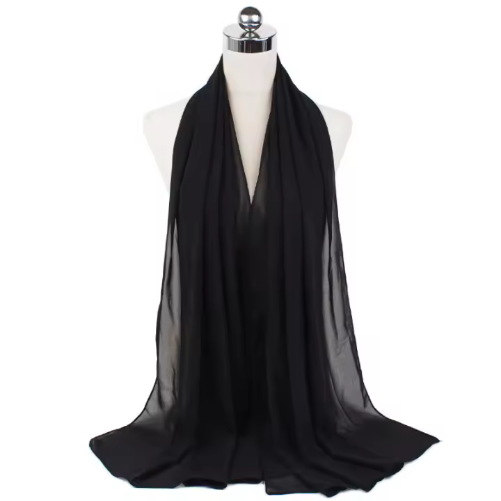 Nueva Elegante Bufanda De Mujer 2023 Modesta En Chiffón Sólido Tamaño Grande Abrazadora Para Cabeza Y Cuello Protección Solar Estilo Fashion - 1