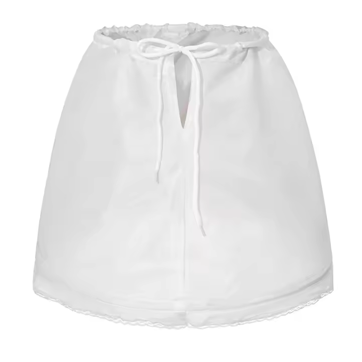 Delantal De Encaje Para Niñas 2023 Con 3 Aros Y Cintura Elástica Vestido De Novia Con Encaje Y Volantes Moda Infantil - 1