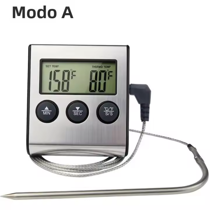 Termómetro Digital Para Cocina Con Púa Para Carne Y Horno BBQ Asador Función Timer Medidor De Temperatura Para Cocinar - 1