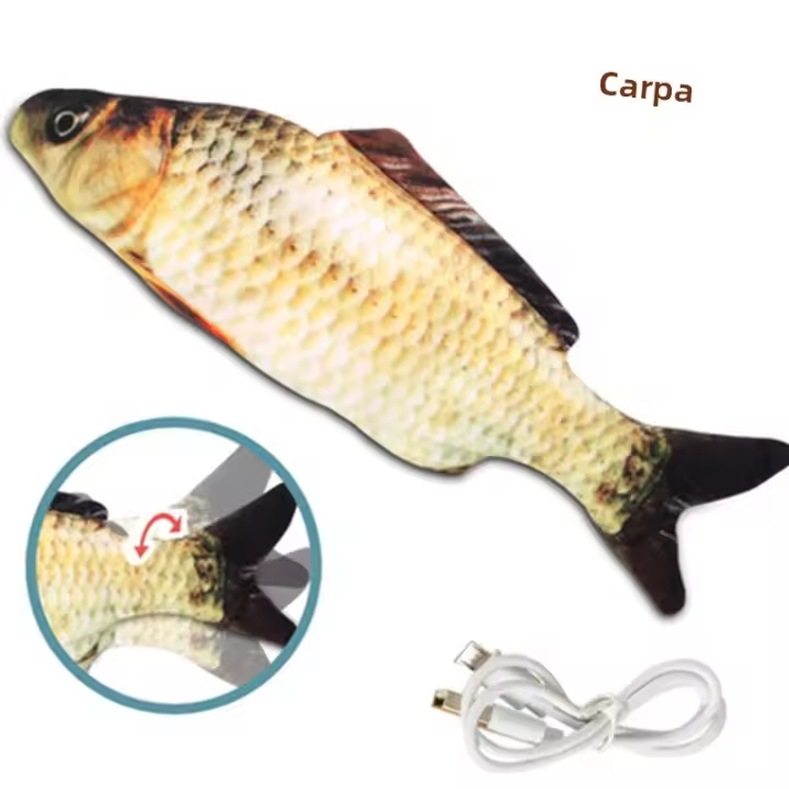 Juguete De Peluche Suave Para Perros Y Gatos Pez Simulación Recargable Por USB Juguete Interactivo Para Masticar Y Entrenamiento - 1