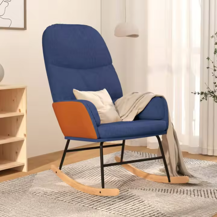 vidaXL Silla mecedora de tela azul - 1