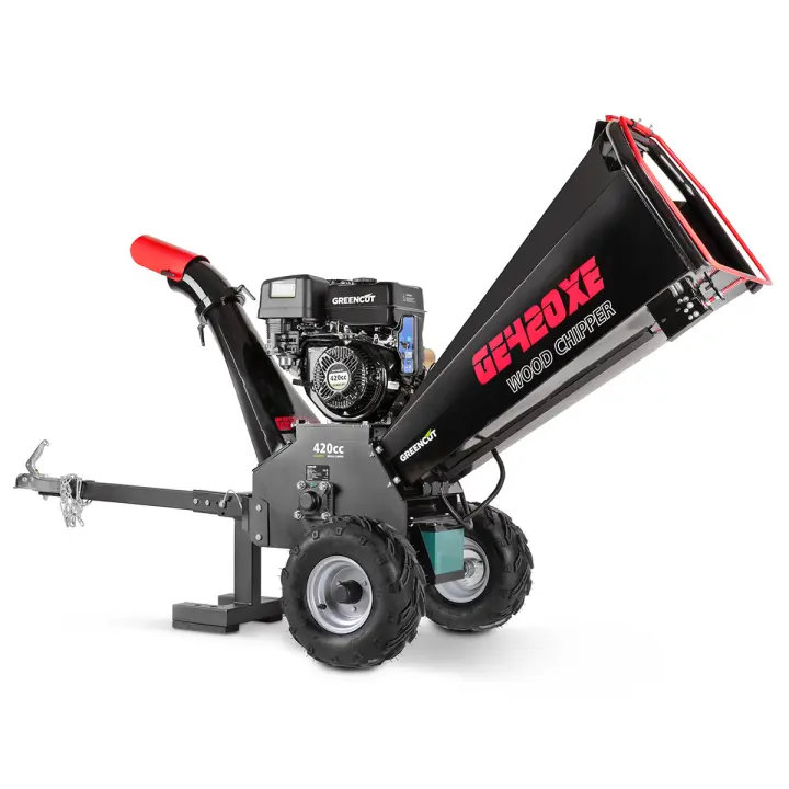 GREENCUT GE420XE - Biotrituradora gasolina de 420cc y 9kw, diámetro corte 120mm, tolva gran tamaño, enganche para transporte - 1