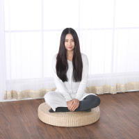 Almohada Redonda De Tatami Japonés Para Yoga Y Meditación Hecha a Mano De Paja Natural Cojín De Suelo Decorativo Para Sentarse - details 2