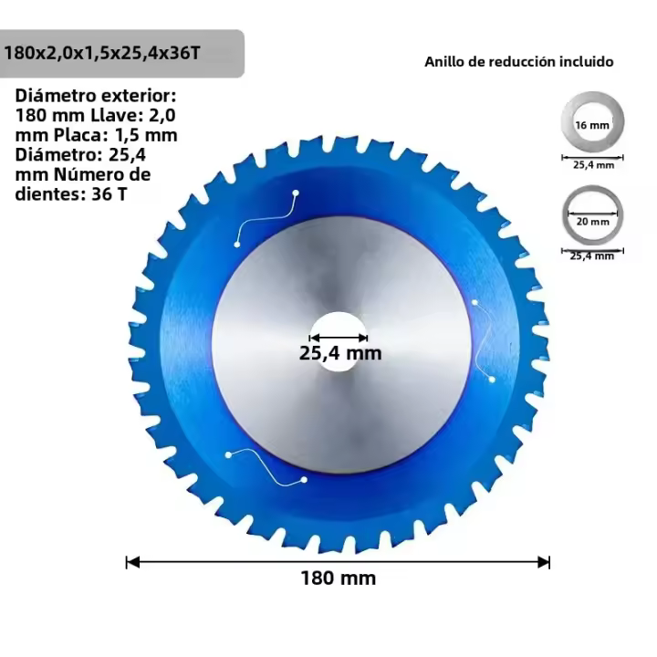 XCAN Disco De Corte Metálico 180-305mm Hoja De Carbonato De Carburo 36T-60T Para Aluminio Hierro Acero Recubrimiento Nano Azul - 1