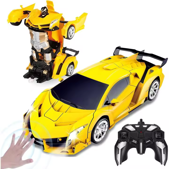 Coche de juguete a control remoto transformable, coche robot con sensor de gestos, luz intermitente, música y efectos de sonido, coche RC transformador con baterías. - 1
