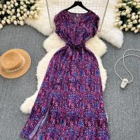 Vestido Bohemio De Verano Para Mujer Estampado Floral Vintage V-Neck A-Line Midi Con Abertura Elegante Ropa Casual Female - details 18