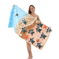 Toalla de playa absorbente de microfibra con estampado digital 3D de tortuga, gran oferta - details 1