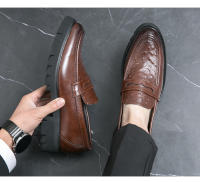 Zapatos Casuales De Cuero Para Hombres 2024 Nuevos Con Suela Gruesa Estilo Negocios Slip-On Loafers Moda Británica Zapatos Adultos No Impermeables Transpirables Talla Verdadera - details 17