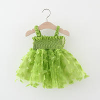 Vestido De Princesa Para Niñas Con Alas De Mariposa Grandes En El Escote Cintura Con Cordón Vestido De Colores Con Mariposa Para Fiesta Verano Sin Mangas Largo Hasta La Rodilla - details 4