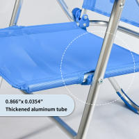 Silla de Playa Plegable con Reposabrazos, Portátil Silla Ligera Estructura de Acero Resistente, Silla Color Puro / Estampado a Rayas para Piscina Camping Jardín, Sillón Reclinable de 6 Posiciones con Reposabrazos - details 1