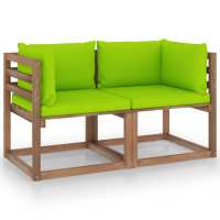 vidaXL Sofá de jardín de palets de 2 plazas con cojines en color Azul claro/Crema/Rojo vino tinto y más | acolchados duraderos para sofás de jardín terraza exterior - details 3