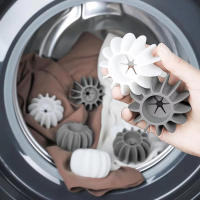 Set De 12 Pelotas De Lavandería Reutilizables Grey White Silicone Para Lavadora Y Secadora Limpieza Profunda Antiengar Organizador De Ropa - details 2