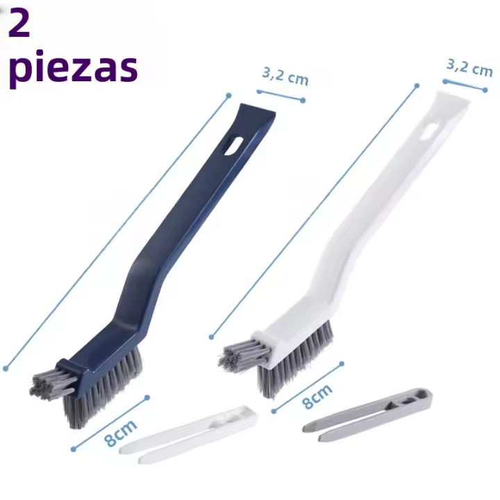 Cepillo De Limpieza Multifuncional 2 En 1 Para Esquinas Y Ganchos 2pcs Herramienta De Limpieza Para Paredes Y Azulejos Del Baño Y Piso Material Plástico Ecológico - 1