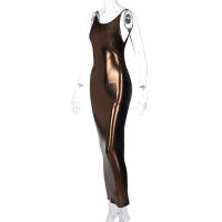 Vestido Largo Sin Mangas De Verano Para Mujer Hugcitar Color Sólido Bodycon Para Fiestas Ropa De Calle Preppy Estilo Sin Cuello Espalda Descubierta Midi Synthesis Fibra Polyester Spandex - details 6
