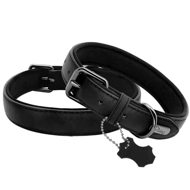 Collar De Cuero Para Perros Ajustable Y Padded Para Pequeños Medianos Y Grandes Incluye Accesorios Para Pug Bulldog Francés - 1