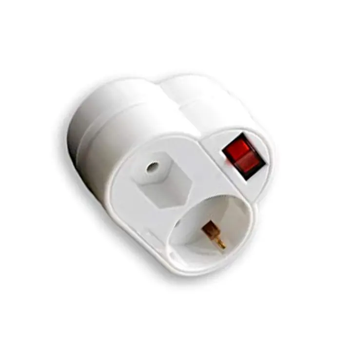 Electro DH Adaptador conecta y desconecta fácil de 2 tomas con interruptor, ideal para dispositivos de 4,8 mm y 16A. Versatilidad y seguridad en un solo producto. - 1