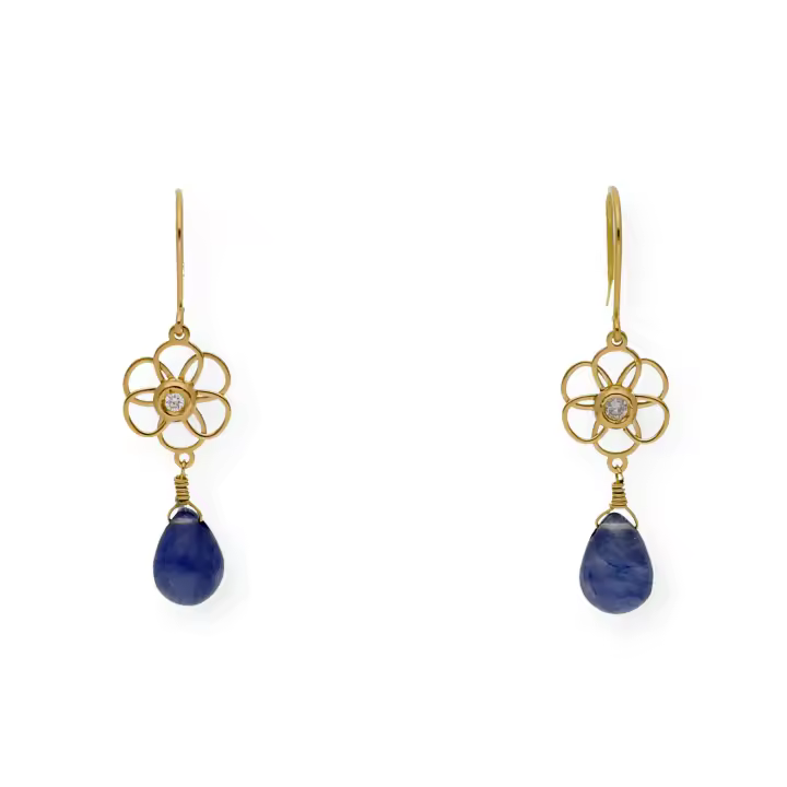 Castellano Joyeros - Pendientes de Oro con Diamante y Zafiro - 1