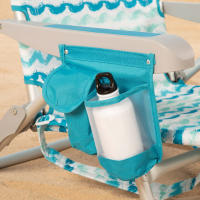 Aktive - Silla de playa plegable con respaldo reclinable en 5 posiciones, estructura de aluminio y acero, asiento de poliéster, cojín, bolsillo lateral y asas tipo mochila, diseño azul Maldivas - details 5