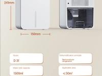 SOMY Deshumidificador de aire con filtro de aire básico para el hogar, máquina absorbente de humedad silenciosa, antihumedad, secador de aire portátil para oficina, 1500ML - details 16