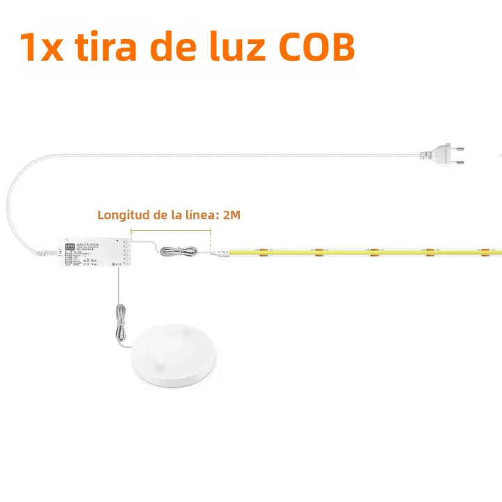 Tira De Luces LED Flexible Con Sensor De Movimiento COB Adhesiva Para Cocina Armarios Estantes Iluminación Paralela - 1