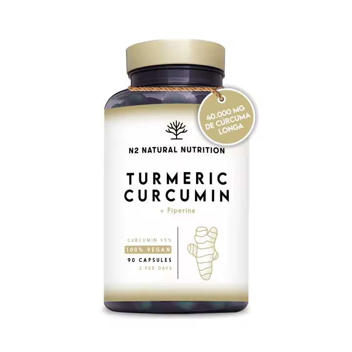 Curcuma con Jengibre y Pimienta Negra. 130 días. PROBIOTICOS + Curcuma CurQreal® 10.000mg. Con Bioperina®. Antiinflamatorio Natural.  Formula Patentada. Cápsulas Veganas. N2 Natural Nutrition - 1