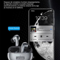 Lenovo auriculares inalámbricos LP5 Bluetooth originales, cascos deportivos impermeables, para juegos, compatible con todos los teléfonos móviles (Grises) - details 5