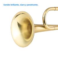 Bugle De Cobre Con Plata De Oro Y Boquilla Para Principiantes (18.7 Pulgadas) Instrumento Musical De Corneta De Caballería - details 3