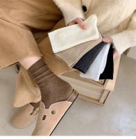 Calcetines De Mujer Estilo Retro Breves De Color Sólido Casual Transpirables Para Otoño E Invierno Suaves Y Cómodos - details 1