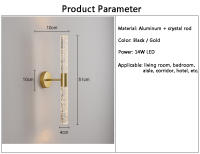 Lámpara De Pared LED De Cristal Moderna Para Dormitorio Y Sala De Estar Iluminación Interior De Pasillo Y Aisles Fuente De Luz Self-Contained Incluye Bombilla Estilo Nórdico - details 0
