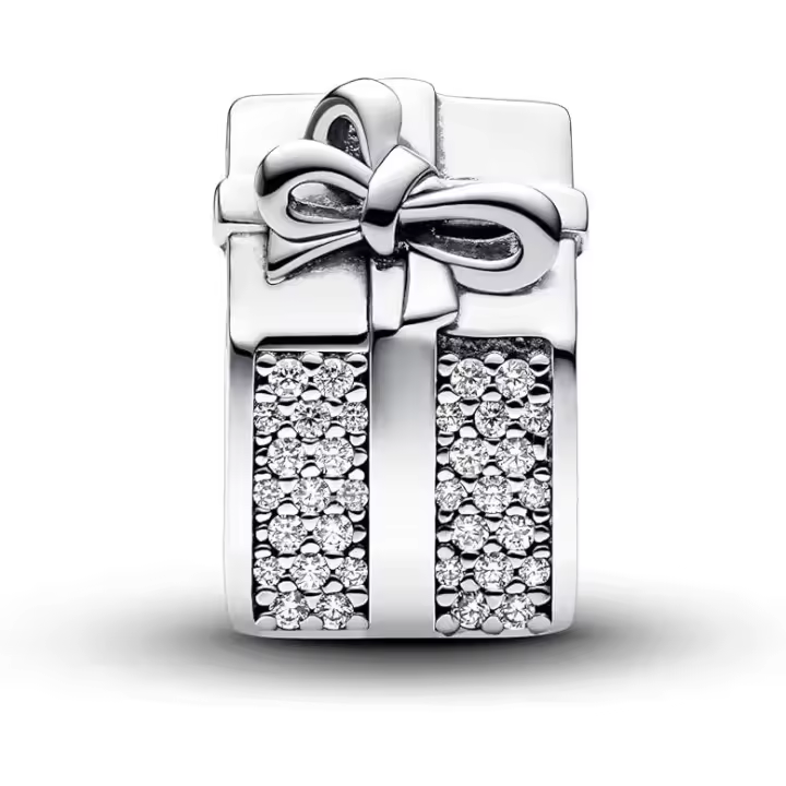 PANDORA Moments 793603C01 - Caja de regalo de plata de ley con circonitas, Rot, Plata de ley, Circonita cúbica，Incluye Caja Original - 1