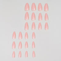 24pcs/set Uñas Postizas De Talla Grande En Rosa Gris Y Marrón Estilo Francés Y Almendrado Para Otoño E Invierno Decoración De Uñas Press on Falsas Acrílicas - details 4