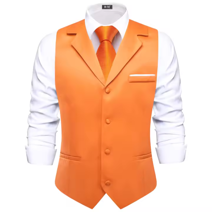 Chaleco De Vestir Negro Con Cuello V Y Corbata Para Hombre Hi-Tie Estilo Casual Ajustable Para Fiestas Y Negocios - 1