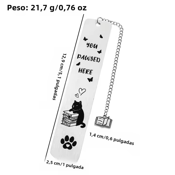 Marcador De Libro De Acero Inoxidable Para Perros Y Gatos Corgi Y Gato Diseño Geométrico Para Hombres Y Mujeres Material Metálico - 1