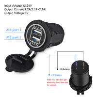 Cargador Dual USB 4.2A Para Coche Y Motocicleta Enchufe De Pijín LED Enchufe De Poder De Plug Outlet ABS 12V 24V - details 1