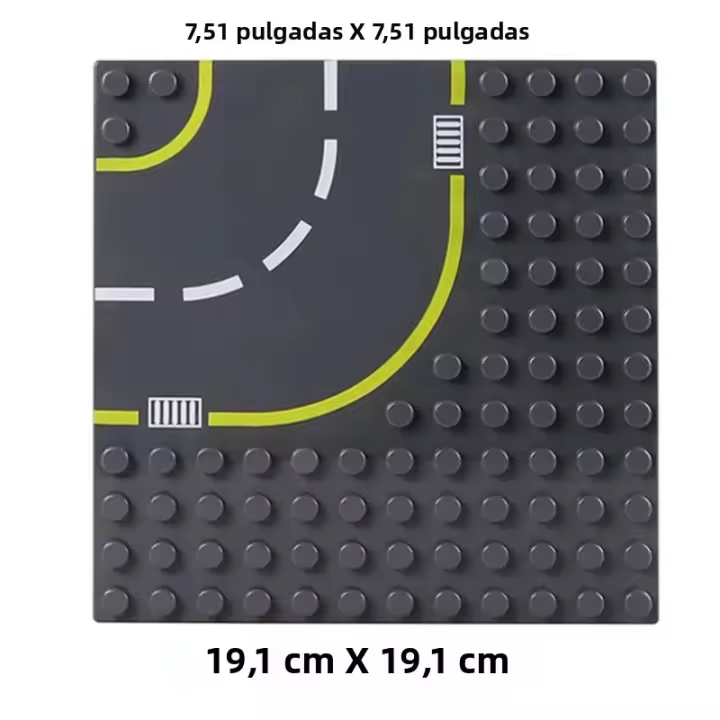 Bloques De Construcción Grandes Para Niños Baseplate De Calle Ciudad 7.51in X 7.51in Partículas Rectas Y Curvas Juguetes Educativos - 1