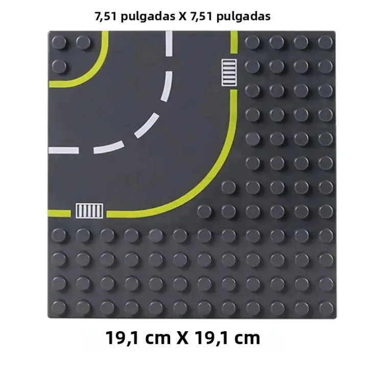 Bloques De Construcción Grandes Para Niños Baseplate De Calle Ciudad 7.51in X 7.51in Partículas Rectas Y Curvas Juguetes Educativos - 1