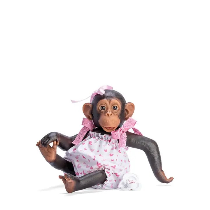 Asi+Dreams Muñeco Lola La Chimpance Con Vestido Corazones Rosa - 1