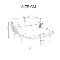 Sofá de Jardín Con 2 cojines y 2 cojines, sillona de exterior, tumbona de Jardín, Conjunto de muebles de balcón, muebles de salón, muebles de Terraza, cojines desfundables y lavables - details 5