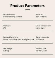 Lámpara De Noche LED Portátil Retro Con 3 Modos De Iluminación Luces Colgantes Para Camping Decoración De Escritorio Y Viajes - details 10