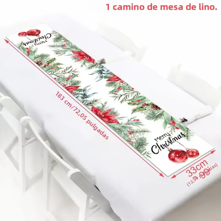 Corredor De Mesa De Navidad Xmas En Lino Decoración De Fiesta Con Bandera De Mesa De Navidad Deseos De Navidad Regalos Para Hogar Noël - 1