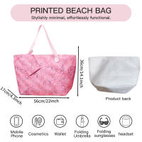 Bolso de playa plegable grande con cremallera - Bolso de hombro ligero y duradero con monedero incluido, ideal para compras, camping y viajes, diseño de hojas tropicales impreso, múltiples colores disponibles - details 2