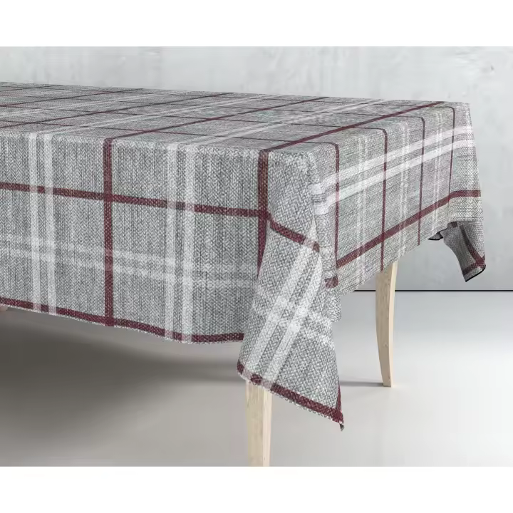 Mantel de Hule Estampado por Metros - Cuadros Grandes Gris 43308-3    mantel por metros; manteles; mantel barato; mantel jardín - 1