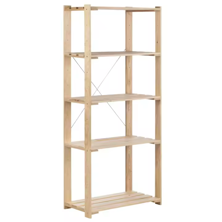 Estantería alistonada Evolution 5 baldas, 76,5x38,5x174,5cm, Pino Macizo - 1