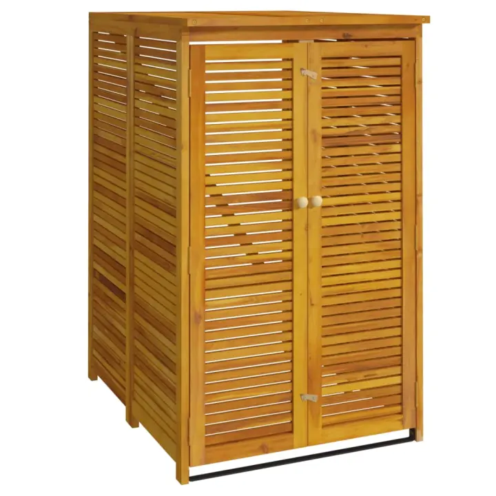 vidaXL Cobertizo doble para cubo de basura madera acacia Dimensiones 1 Cubo (70x89x117 cm), 2 Cubos (140x89x117 cm) - 1