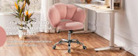 Silla de Escritorio Silla de Oficina Ergonómica sin Brazos Tapizada Rosa con Ruedas Giratorias Respaldo Diseño Nube en Tejido Bouclé Altura Ajustable - details 0