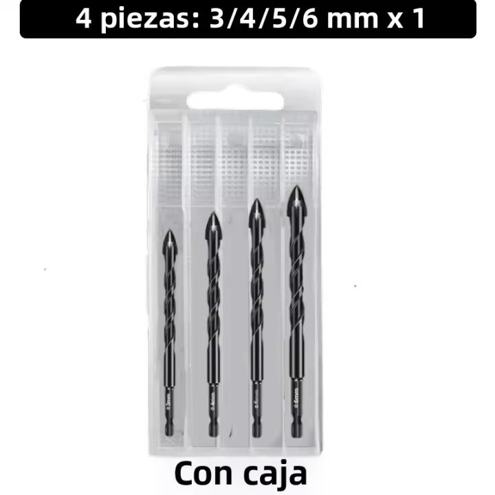 Juego De 7 Piezas De Brocas Hexagonales De Masonería De Titanio Para Metal Vidrio Cerámica Hormigón Ladrillo Herramientas De Broca Dura - 1