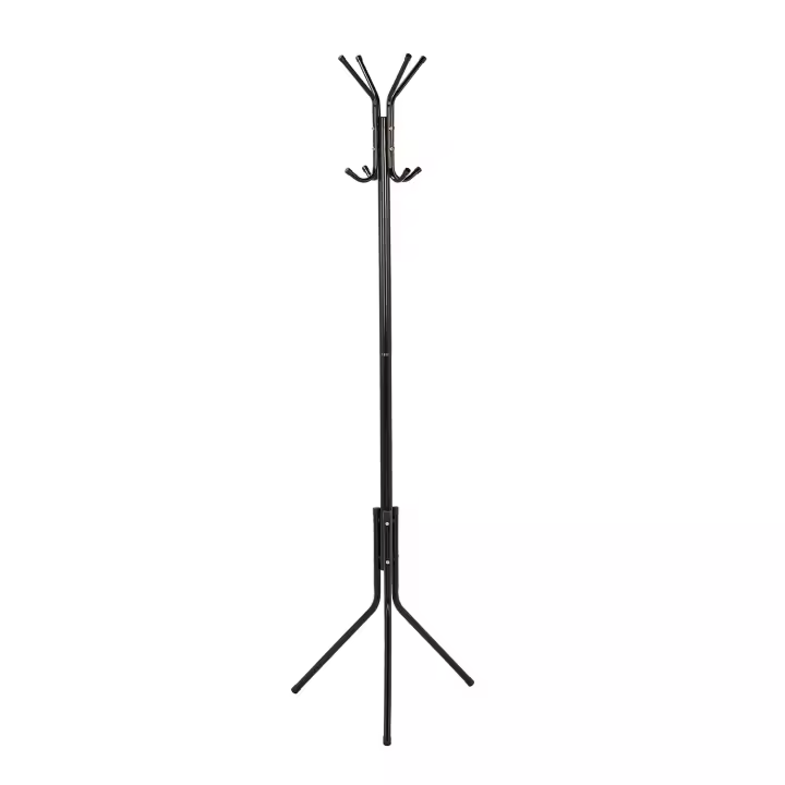 Perchero Metálico, 45x38x173cm, Perchero de Pie de Estilo Minimalista, Blanco / Negro Soporte para Colgar Abrigos Sombreros Bolsos, con 8 Ganchos, para Oficina, Hogar - 1