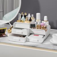 Organizador de maquillaje, Caja de almacenamiento de Cosméticos, Organizador de maquillaje, asiento de Cosméticos de plástico, contenedor grande para tocador de encimera. - details 2