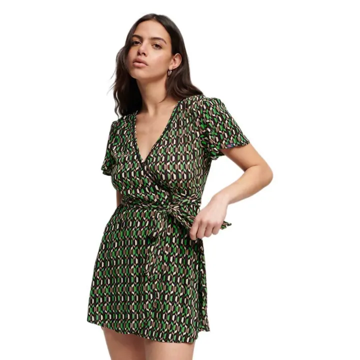Superdry Vestido Vintage Mini Wrap Verde - 1
