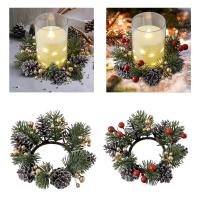 Anillo De Vela Navideño Con Bayas Adorno Para Wreath De Navidad Decoración Para Mesa Centro De Fiesta Café Bar Material Artificial - details 3